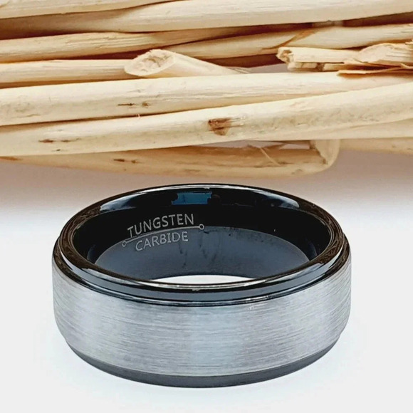 "Two Tone Tungsten Wedding Ring for Men Women, GALTUN678 - Picture 5 of 5